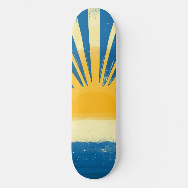 Skate Sunshine Sunrise Retro 70s Boho Azul Amarelo (Frente)