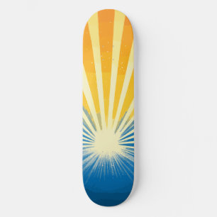 Skate Sunshine Sunset Retro 70s Boho Blue Yellow