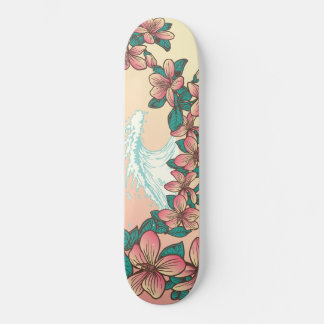 Skate Surf Havaiano Wave Hibiscus Flowers Vintage