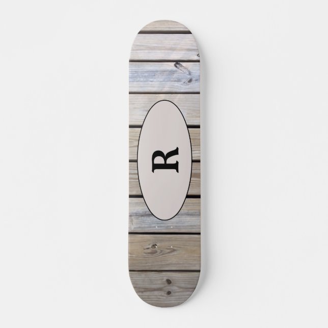 Skate Tábua de Madeira Envelhecida Monogramada (Frente)