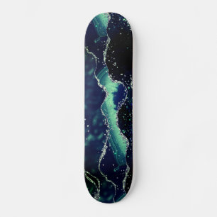 Skate Tabuleiro Azul de Marinho Verde Agate Dark