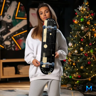 Skate Tabuleiro de Abstrato preto e Dourado moderno