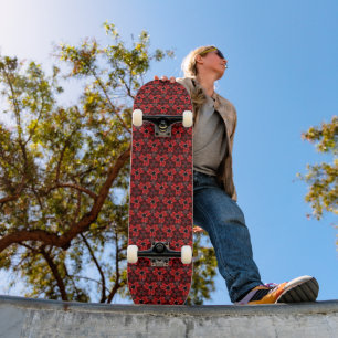 Skate Tabuleiro de apresentação Floral Vermelho e Preto