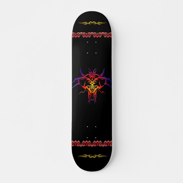 Skate Tabuleiro de Design de Tatuagem Colorido (Frente)