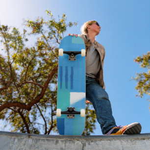 Skate Tabuleiro de Meio Pipe do Design Abstrato Azul