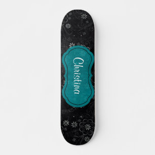 Skate Tabuleiro de Meni Floral Preto