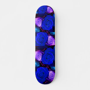 Skate Tabuleiro de Rosas Roxos Azul - Personalizável