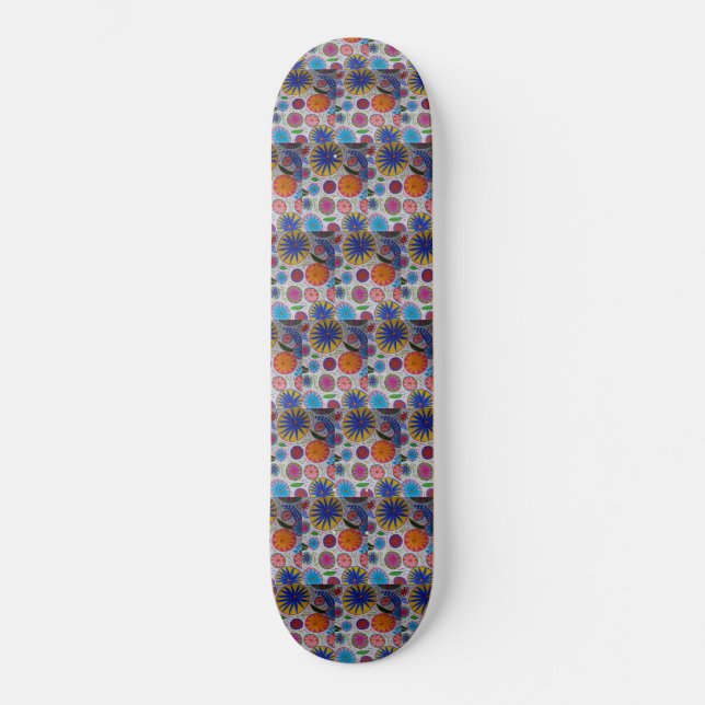 Skate Tabuleiro Floral Moderno (Frente)
