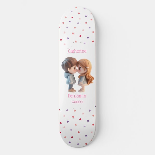 Skate Tabuleiro Personalizado de Data de Casamento do Ca (Frente)