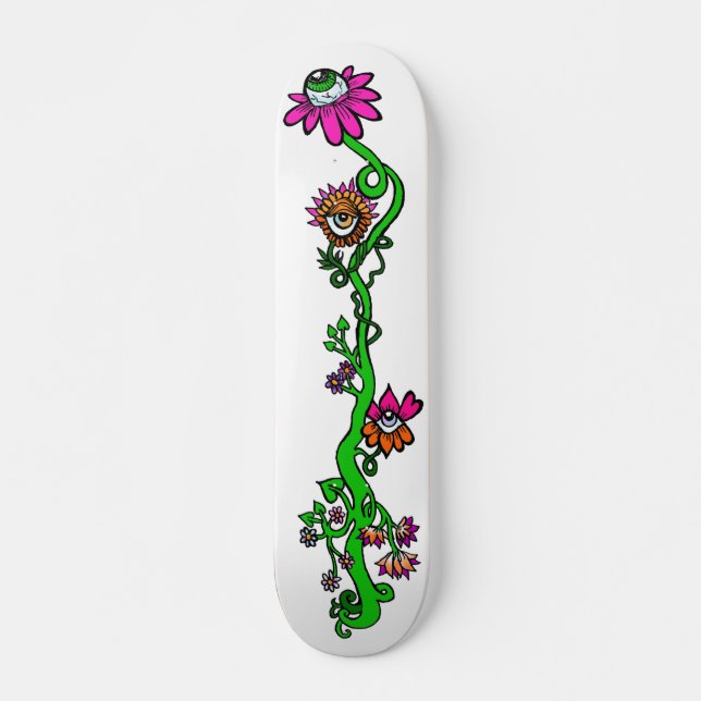 Skate Tabuleiro Personalizado Floral Eyeball (Frente)
