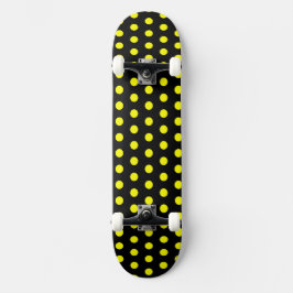 Skate Tabuleiro Preto Chic com Padrão de Ponto Amarelo C