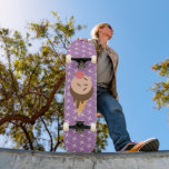 Skate Tabuleiro Roxo de Padrão do Sorvete Groovy<br><div class="desc">Skateboard moderno com sorvete</div>