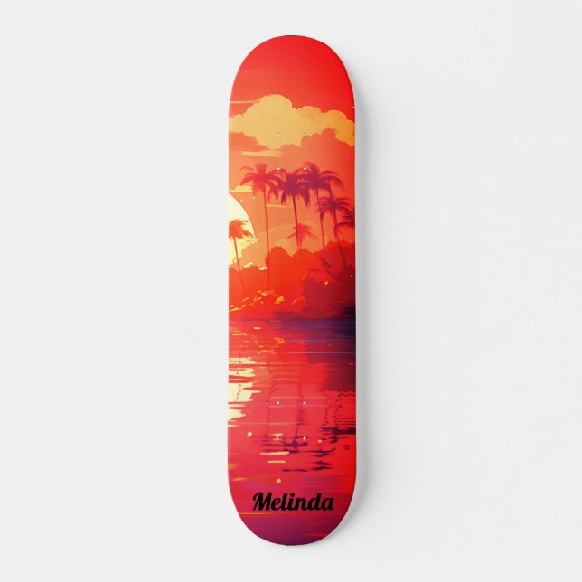 Skate Tabuleiro Tropical Sunset legal (Frente)