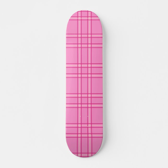 Skate Tartan de Xadrez Rosa Quente (Frente)