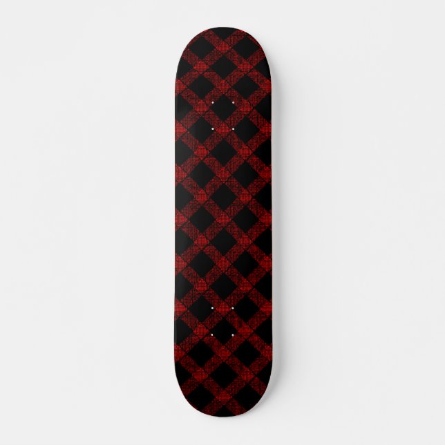 Skate Tartan vermelho-russo e preto com linhas gravadas (Frente)
