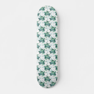 Skate tartaruga marinha padrão verde azul aquarela anima