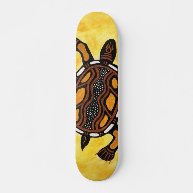 Skate Tartaruga - Pintura de Arte Inspirada Aboriginal (Frente)