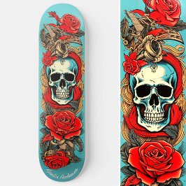 Skate Tatuagem clássica Elementos náuticos de Rosa de cr