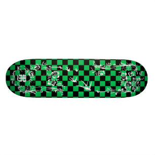Skate Tatuagem velho Checkboard - verde & preto