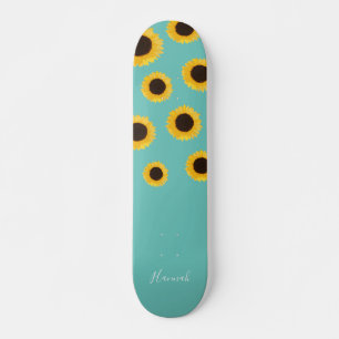 Skate Teal de Girassol Moderno Personalizado