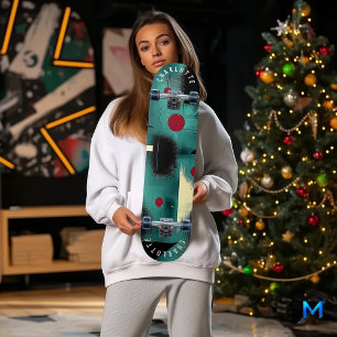 Skate Teal e Abstrato Geométrico Negrito