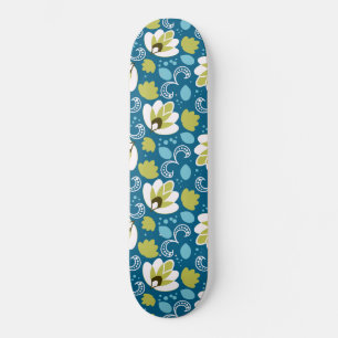 Skate Teal Floral Art Paisley Gardener Folhas Verdes
