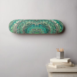 Skate Teal Fractal Paua Abalone Shell Tema Náutico