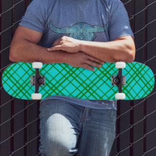 Skate Teal Turquoise Tartan Xadrez
