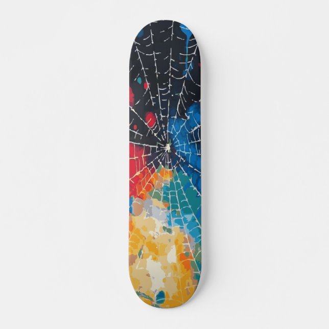 Skate Teia de Aranha Branca em Salpico de Tinta Multi-Co (Frente)