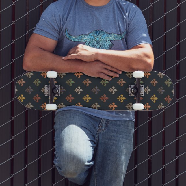 Skate Terra Escura Floresta Design Fleur-de-lis  (Ao ar livre 3)