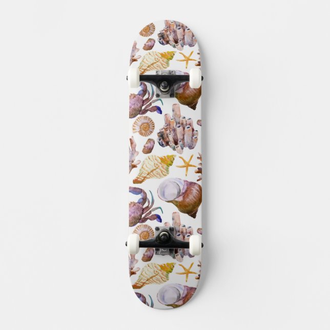 Skate Teste padrão 4 da vida marinha da aguarela (Frente)