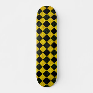 Skate Teste padrão chequered preto e amarelo