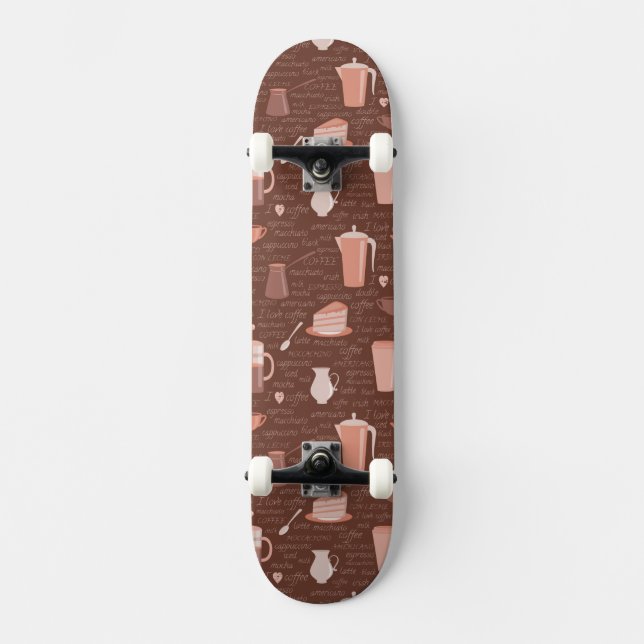 Skate Teste padrão com elementos relacionados do café (Frente)