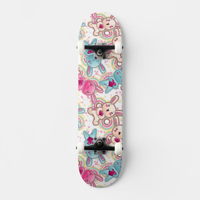 Skate Teste padrão da criança de Kawaii com Doodles (Frente)