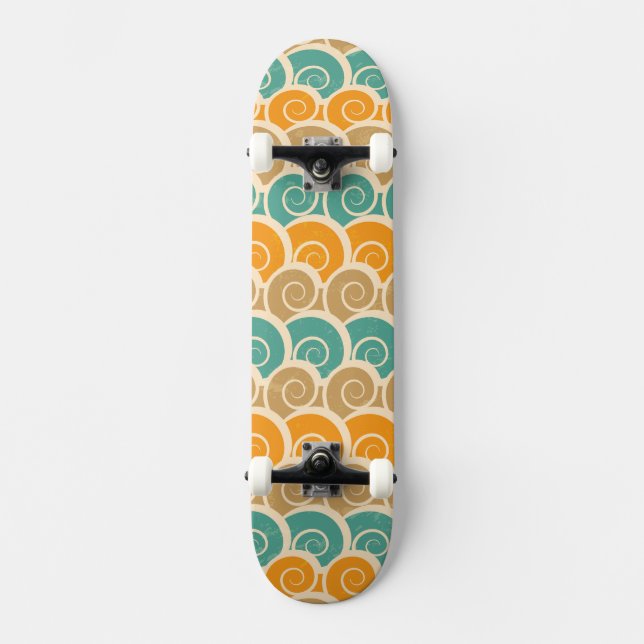 Skate Teste padrão de ondas da aguarela (Frente)