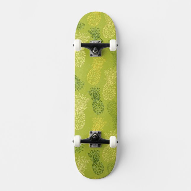 Skate Teste padrão do esboço do abacaxi no verde (Frente)