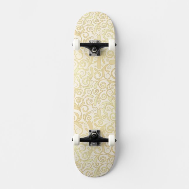 Skate Teste padrão floral Dourado das folhas (Frente)