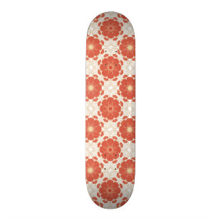 Skate Teste padrão floral vermelho e Dourado do laço