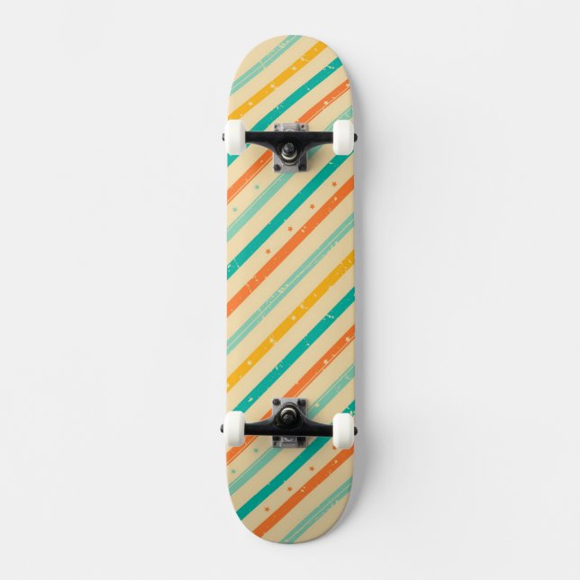 Skate Teste padrão listrado do grunge retro (Frente)