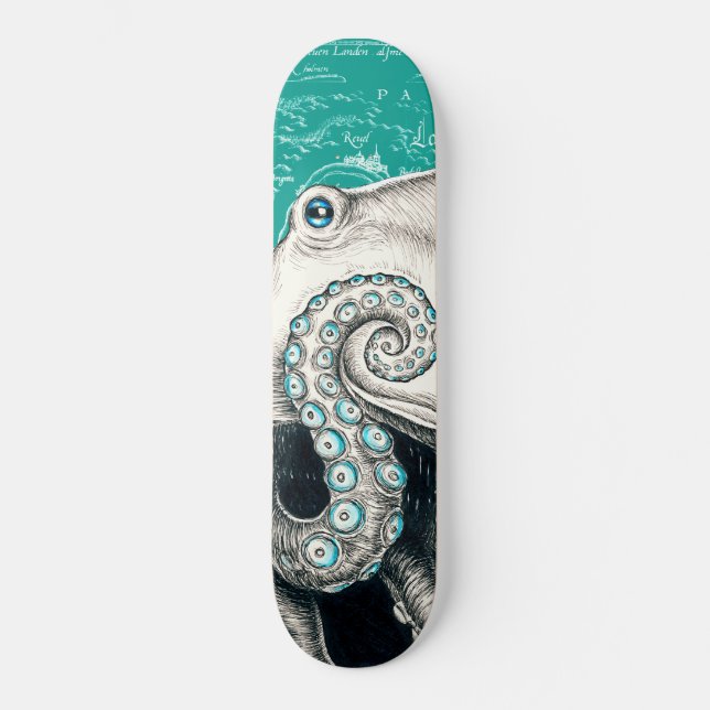 Skate Teto de Mapa de Octopus Branco (Frente)
