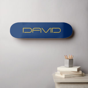 Skate Texto Elegante Editável Dourado e Azul Marinho