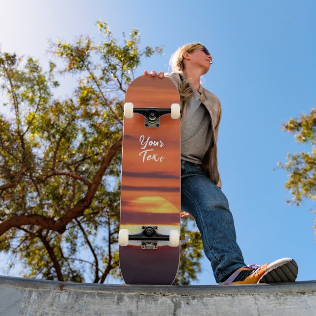Skate Texto Personalizado De Fotografia Sunset Linda (Ao ar livre 1)