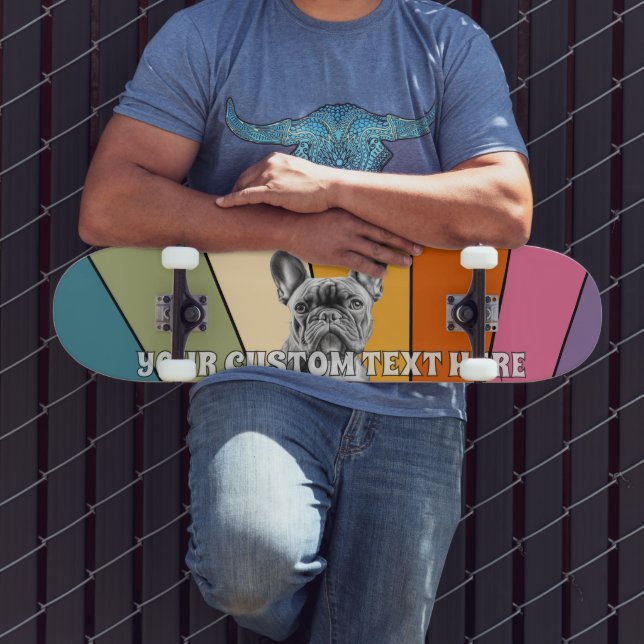 Skate Texto Personalizado Retro Radical Legal Arco-íris  (Ao ar livre 3)