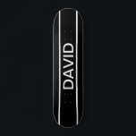 Skate Texto personalizável | Preto e Branco Moderno Negr<br><div class="desc">Olhar contemporâneo falso.</div>