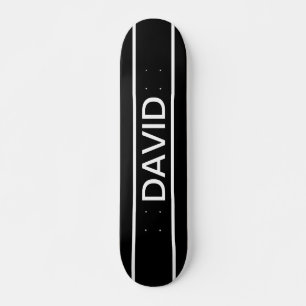 Skate Texto personalizável  Preto e branco modernos e n