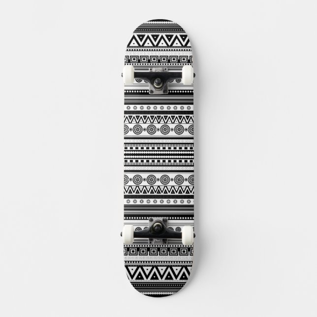 Skate Textura azteca decorativa preta bonita (Frente)