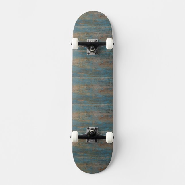 Skate Textura de madeira de praia azul (Frente)