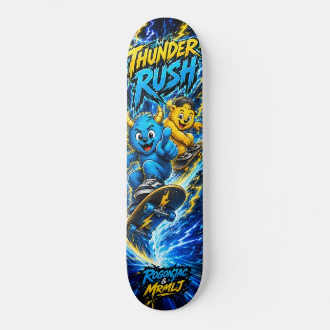 Skate Thunder Rush Electric Blue Monstro Gráfico de Skat (Frente)