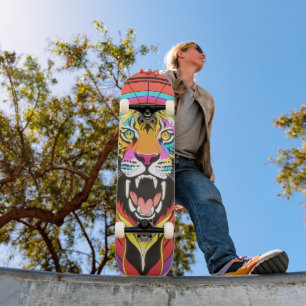Skate Tigre Psicodélico Colorido