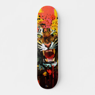 Skate Tigre Rugindo Salpico de Tinta Alta Energia Rua